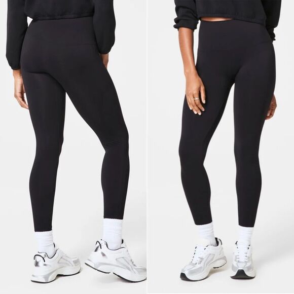 SPANX Seamless Leggings Size Large - Black - Picture 1 of 12